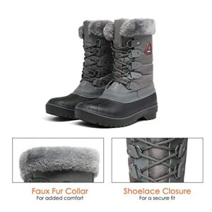 DREAM PAIRS Women's DP-Canada Grey Faux Fur Lined Mid Calf Winter Snow Boots Size 9 M US