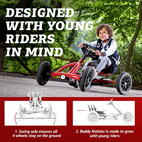 Berg Toys - Buddy Redster Pedal Go Kart - Go Kart - Go Cart for Kids - Pedal Car Outdoor Toys for Children Ages 3-8 - Ride On-Toy - BFR System - Adjustable Seat - Pedal Kart for Kids