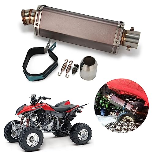 ATV Exhaust Muffler,Universal Stainless Steel Hexagon 1.5-2" Exhaust For TRX 400EX 450EX Foreman 450 500 Warrior 350 Most ATV Quad Four Wheeler