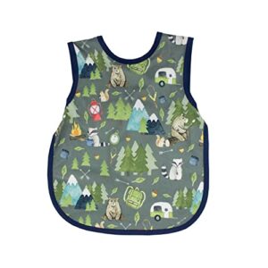 bapronbaby camping bears bapron - soft waterproof stain resistant bib - machine washable - 6m - 5yr - (sz baby/toddler 6m-3t)