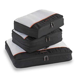 briggs & riley 3 pack zippered packing cubes/luggage organizers for travel, black, large
