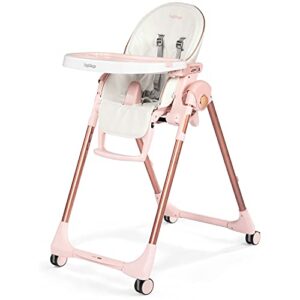 peg perego prima pappa zero 3 - high chair - for children newborn to 3 years of age - made in italy - mon amour (beige & pink)