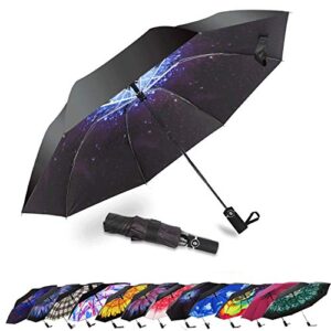 siepasa umbrella windproof, travel umbrella, compact folding reverse umbrella,-one button for auto open and close(starry sky)