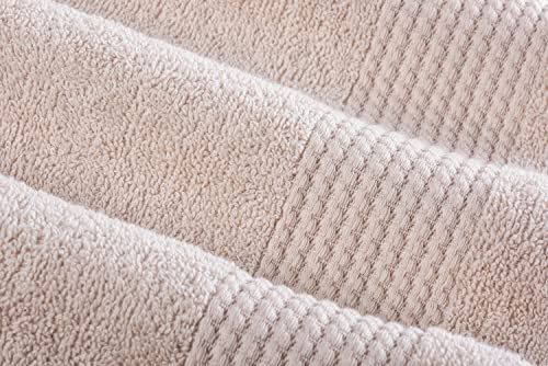 HALLEY Turkish Cotton Towels Set with 2 Bath Towels, 2 Hand Towels & 4 Washcloths - Hotel & Spa Quality - Soft, Quick Drying & Absorbent Towels for Bathroom, Shower & Face (8-Piece Set - Cream)