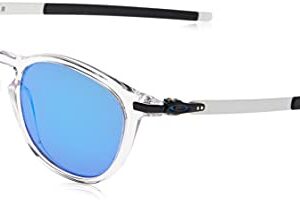 Oakley Men's OO9439 Pitchman R Round Sunglasses, Polished Clear/Prizm Sapphire, 50 mm