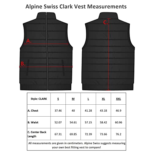 Alpine Swiss Clark Mens Lightweight Down Alternative Vest Jacket Black Large