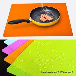 Placemats for Kids, Silicone Placemat for Dining Kitchen Table, Waterproof Dining Mat for Kids Baby Toddler, Reusable, Easy to Clean (5 Pack) Multicolor