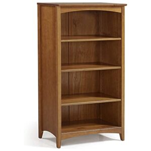 shaker style 4 shelf bookcase / solid wood / 48" high / adjustable shelving / closed back / display bookshelf for living room, bedroom, home and office, cherry