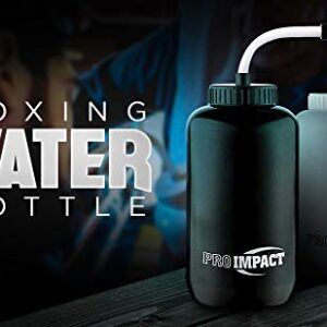 Pro Impact Boxing Water Bottle - Squeezable Plastic w/Long Straw - Ideal for Gym Yoga Sports Boxing Lacrosse Football Hockey Cycling & Outdoor (35.5 Oz.) (White)