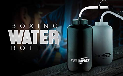 Pro Impact Boxing Water Bottle - Squeezable Plastic w/Long Straw - Ideal for Gym Yoga Sports Boxing Lacrosse Football Hockey Cycling & Outdoor (35.5 Oz.) (White)