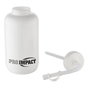 Pro Impact Boxing Water Bottle - Squeezable Plastic w/Long Straw - Ideal for Gym Yoga Sports Boxing Lacrosse Football Hockey Cycling & Outdoor (35.5 Oz.) (White)