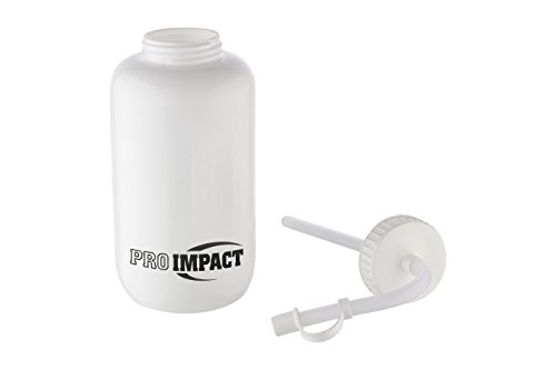 Pro Impact Boxing Water Bottle - Squeezable Plastic w/Long Straw - Ideal for Gym Yoga Sports Boxing Lacrosse Football Hockey Cycling & Outdoor (35.5 Oz.) (White)