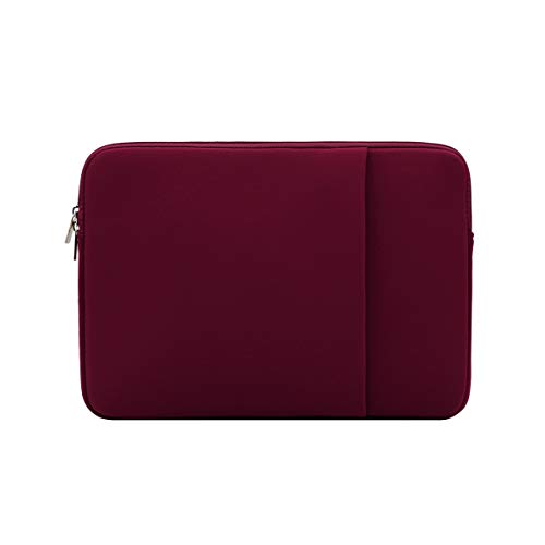 RAINYEAR 14 Inch Laptop Sleeve Case Protective Soft Padded Zipper Cover Carrying Computer Bag with Front Pocket & Accessories Pouch,Compatible with 14" Notebook Chromebook Tablet Ultrabook(Red)