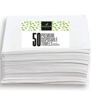 davelen disposable large luxury towels (50-count) spa and salon quality softness for guests, clients | hair, face, body use | luxurious comfort, ecofriendly | towels size: 31.5” x 15 (white)