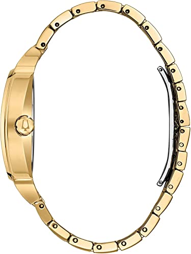 Bulova Men's Crystals Phantom Gold Tone Stainless Steel 3-Hand Quartz Watch, Cushion Shape Dial and Curved Mineral Crystal Style: 98B323