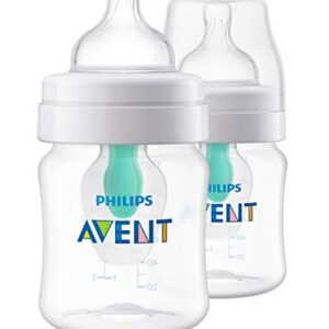 Philips AVENT Anti-Colic Baby Bottle with AirFree Vent 4oz, 2pk, SCF400/24,Clear