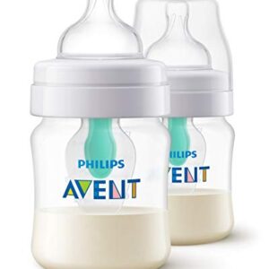 Philips AVENT Anti-Colic Baby Bottle with AirFree Vent 4oz, 2pk, SCF400/24,Clear