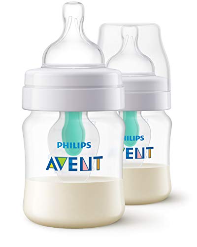 Philips AVENT Anti-Colic Baby Bottle with AirFree Vent 4oz, 2pk, SCF400/24,Clear