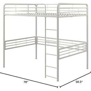 DHP Full Metal Loft Bed with Ladder Space-Saving Design, White