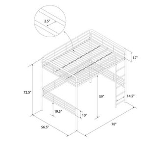 DHP Full Metal Loft Bed with Ladder Space-Saving Design, White