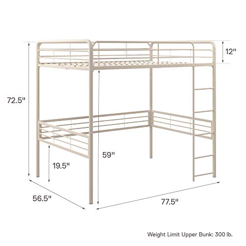 DHP Full Metal Loft Bed with Ladder Space-Saving Design, White