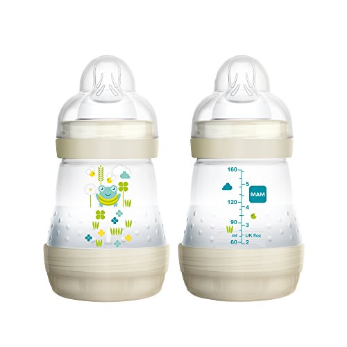 MAM Baby Bottles for Breastfed Babies, MAM Baby Bottles Anti Colic, White, 2 Count