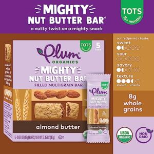 Plum Organics | Mighty Nut Butter Snack Bars | Organic Toddler & Kids Snacks | Almond Butter | 0.67 Ounce Bar (40 Total)