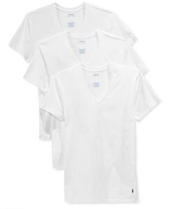 polo ralph lauren men's classic fit cotton v-neck tee, white/cruise navy, xx-large