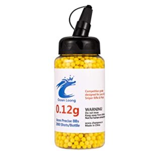 Ocean Loong Airsoft BBS 0.12g 6mm 2000 Rounds with an resealable Plastic Bottle& an Easy-Pour spout,Yellow Airsoft pellets