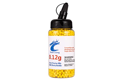 Ocean Loong Airsoft BBS 0.12g 6mm 2000 Rounds with an resealable Plastic Bottle& an Easy-Pour spout,Yellow Airsoft pellets