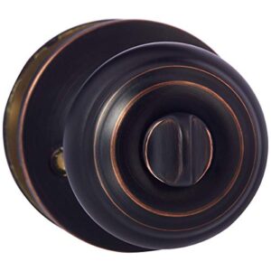 Amazon Basics Exterior Door Knob With Lock, Classic, Oil Rubbed Bronze