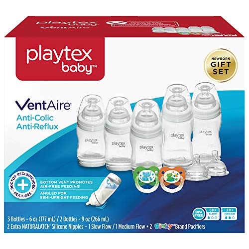 Playtex Baby VentAire Newborn Gift Set, Includes Anti-Colic Feeding Essentials to Meet Your Baby's Growing Needs