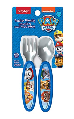 Playtex Mealtime Paw Patrol Utensils for Boys Including 1 Spoon and 1 Fork(Pack of 1)