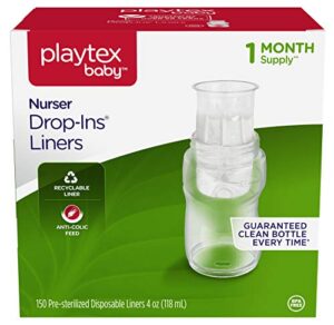 playtex baby nurser pre-sterilized disposable bottle liners, closer to breastfeeding, 4 oz, 150 count (pack of 1)