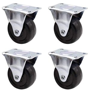 luomorgo 4pcs casters heavy duty 2 inch rubber black caster wheels with rigid fixed non-swivel top plate for furniture