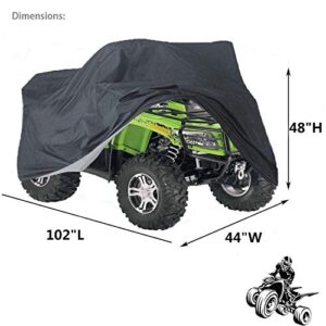 Indeed BUY ATV Cover Waterproof, 420D Heavy Duty Ripstop Material Black Protects 4 Wheeler From Snow Rain or Sun,102'' x44'' x 48''