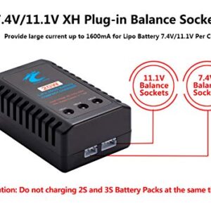 OL-3 Airsoft Lipo Charger, 2 -3 Cells 20W Li-Po Charger for Airsoft & RC Car 7.4V / 11.1V Battery Packs with 1.6A Output, 2S to 3S XH Connector