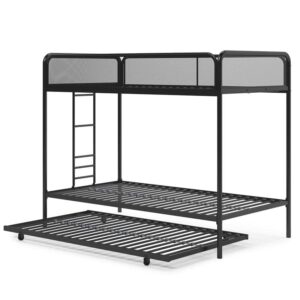 dhp triple metal bunk bed frame, black, twin