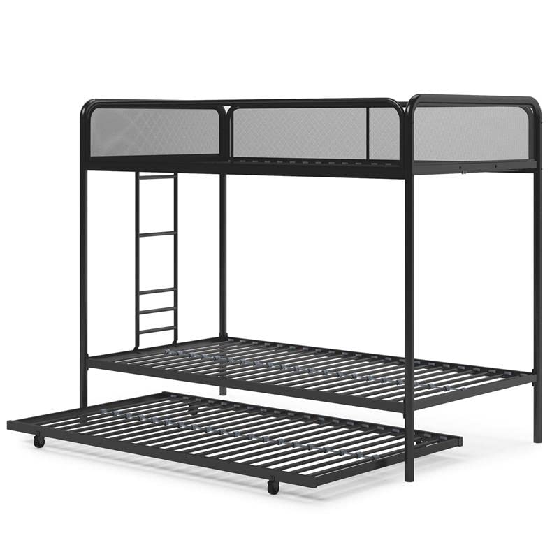 DHP Triple Metal Bunk Bed Frame, Black, Twin