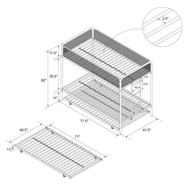 DHP Triple Metal Bunk Bed Frame, Black, Twin