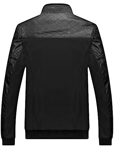 Springrain Men's Lightweight Bomber Jacket Zip Up Windbreaker Softshell Outdoor Jacket Coat (Large, Black)