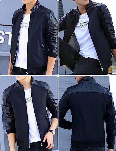 Springrain Men's Lightweight Bomber Jacket Zip Up Windbreaker Softshell Outdoor Jacket Coat (Large, Black)
