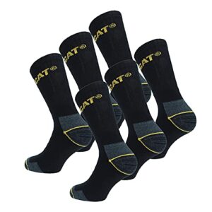 caterpillar 6 pairs men's work socks - accident prevention, reinforced weft (black, 12-15)