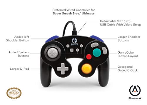 PowerA Wired Controller for Nintendo Switch: GameCube Style - Black