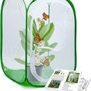 RESTCLOUD Professional Butterfly Habitat Insect Cage Caterpillar Enclosure Pop-up Polyester Bottom for Easier Clean