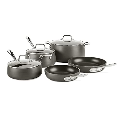 All-Clad HA1 Hard Anodized Nonstick Cookware Set 8 Piece Induction Pots and Pans Black