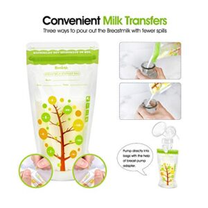 Bimirth Breastmilk Storage Bags, 112 Count BPA Free Convenient Milk Storage Bags for Breastfeeding, 8oz/235ml, 2 Easy Pouring Spouts & Self-Standing Design