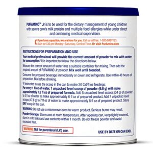 PurAmino Junior Hypoallergenic Toddler Drink, for Severe Food Allergies, Omega-3 DHA, Iron, Immune Support, Unflavored Powder Can, 14.1 Oz