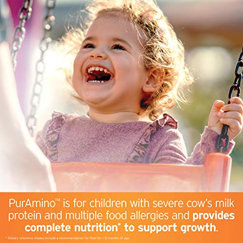 PurAmino Junior Hypoallergenic Toddler Drink, for Severe Food Allergies, Omega-3 DHA, Iron, Immune Support, Unflavored Powder Can, 14.1 Oz