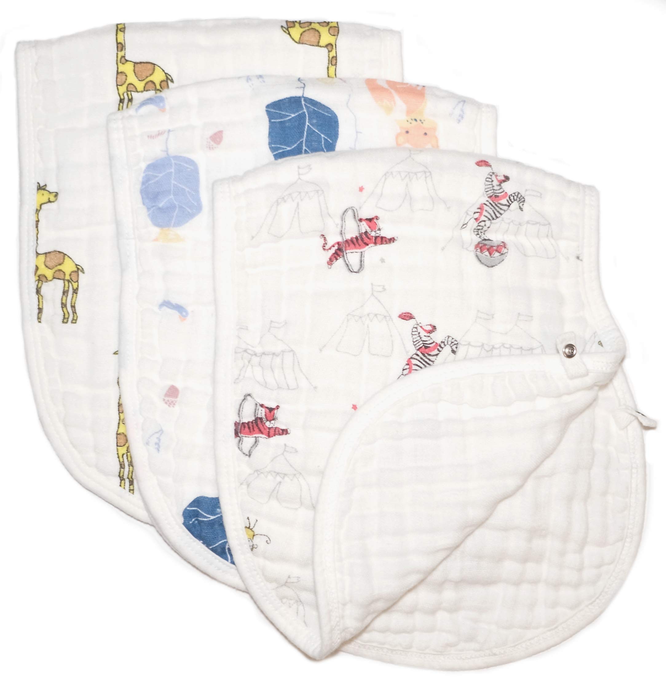 Babykinique - Pack of 3 Baby Burp Cloths Muslin Towels for Burping Newborn Boy or Girl, Large Thick and Soft Absorbent Comfy Cotton Bibs/Spit Up Rags (Size 21x10” Inch,53 x 24cm) Ideal Gift Item